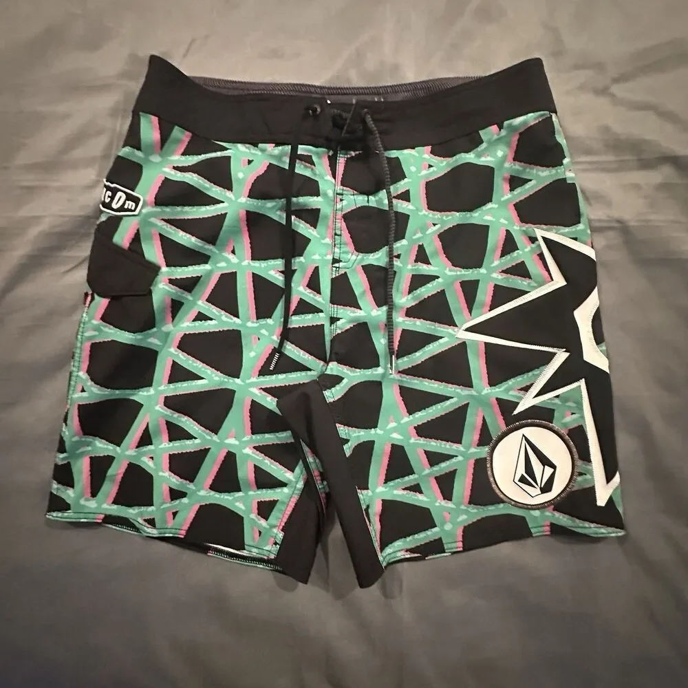 Volcom Board Shorts Mens 34 Mod Tech Swim Trunks St4r G4zer Embroidery